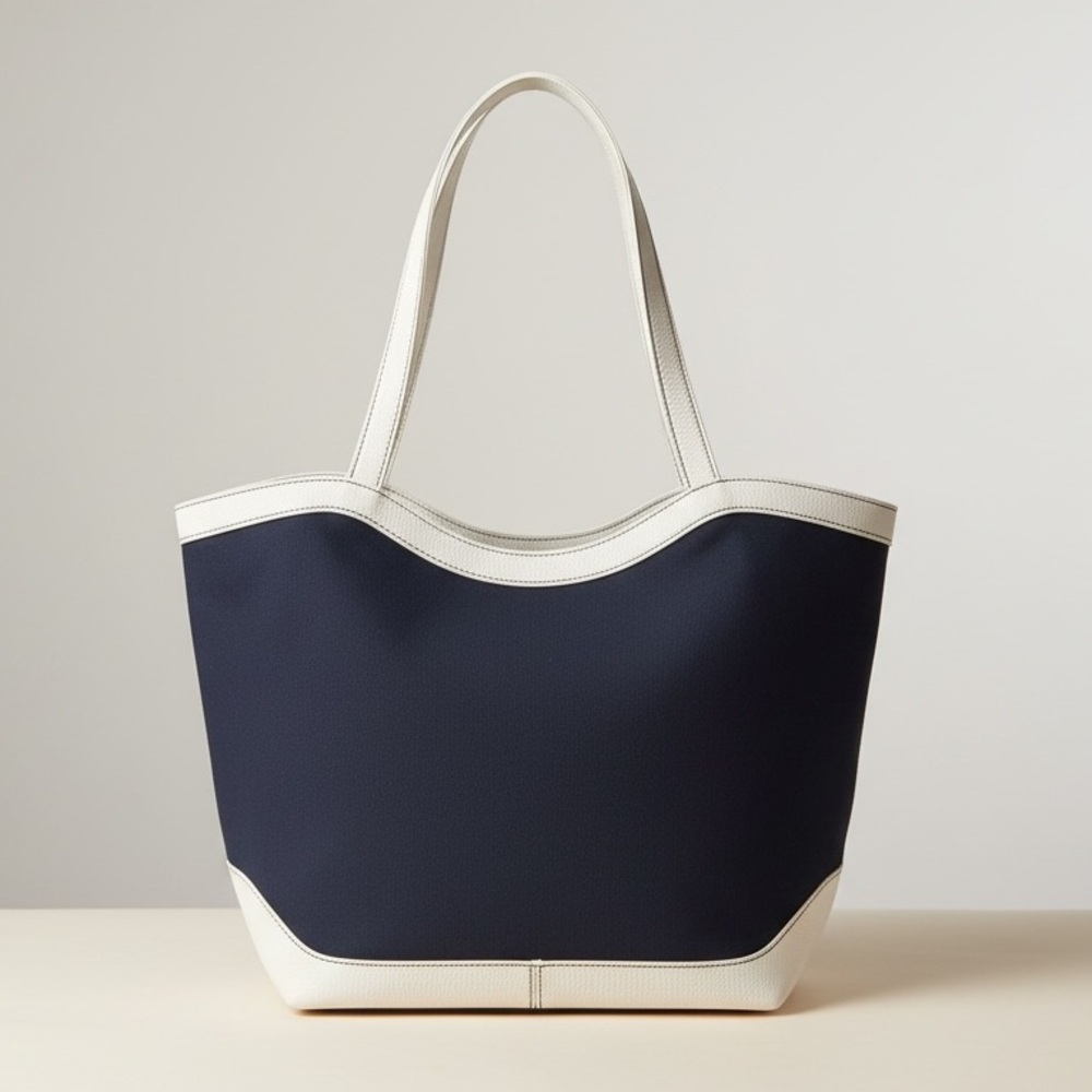 Estée Lauder Navy Canvas Tote with White Trim